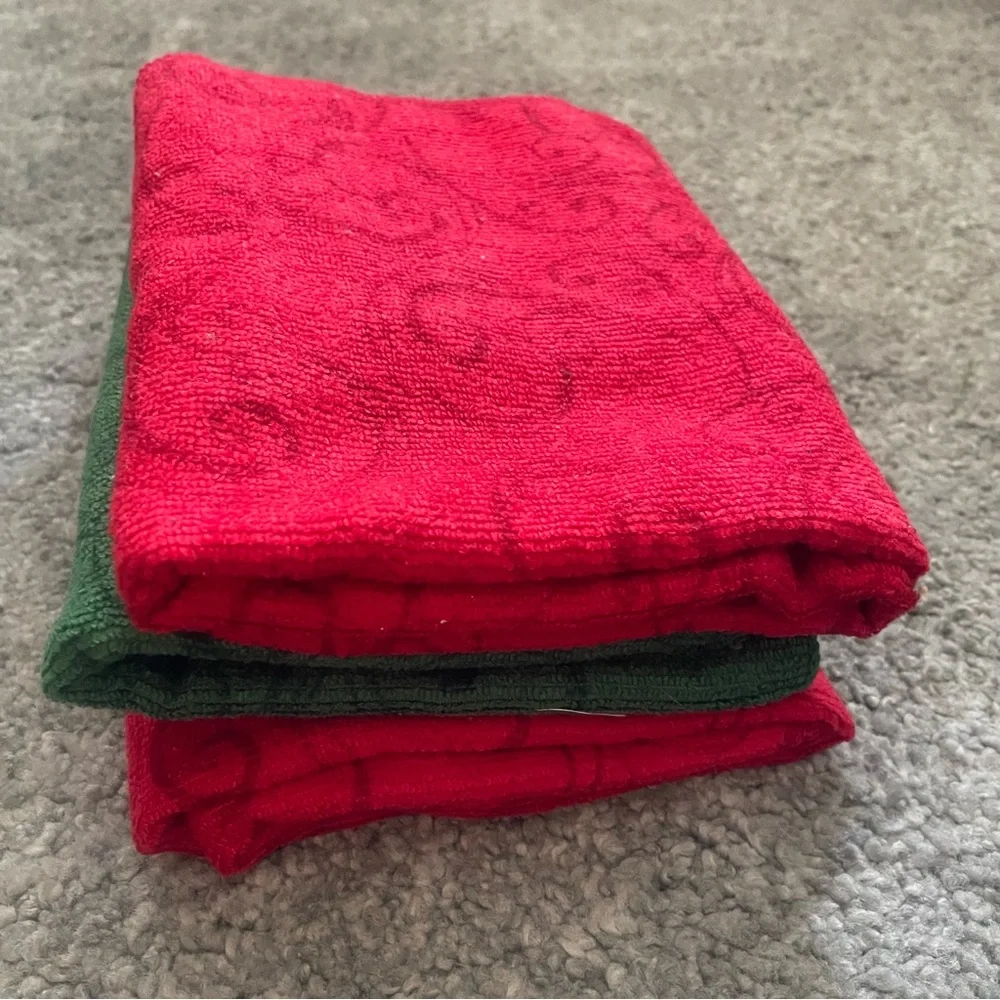 Festive Red and Green Swirl Towels